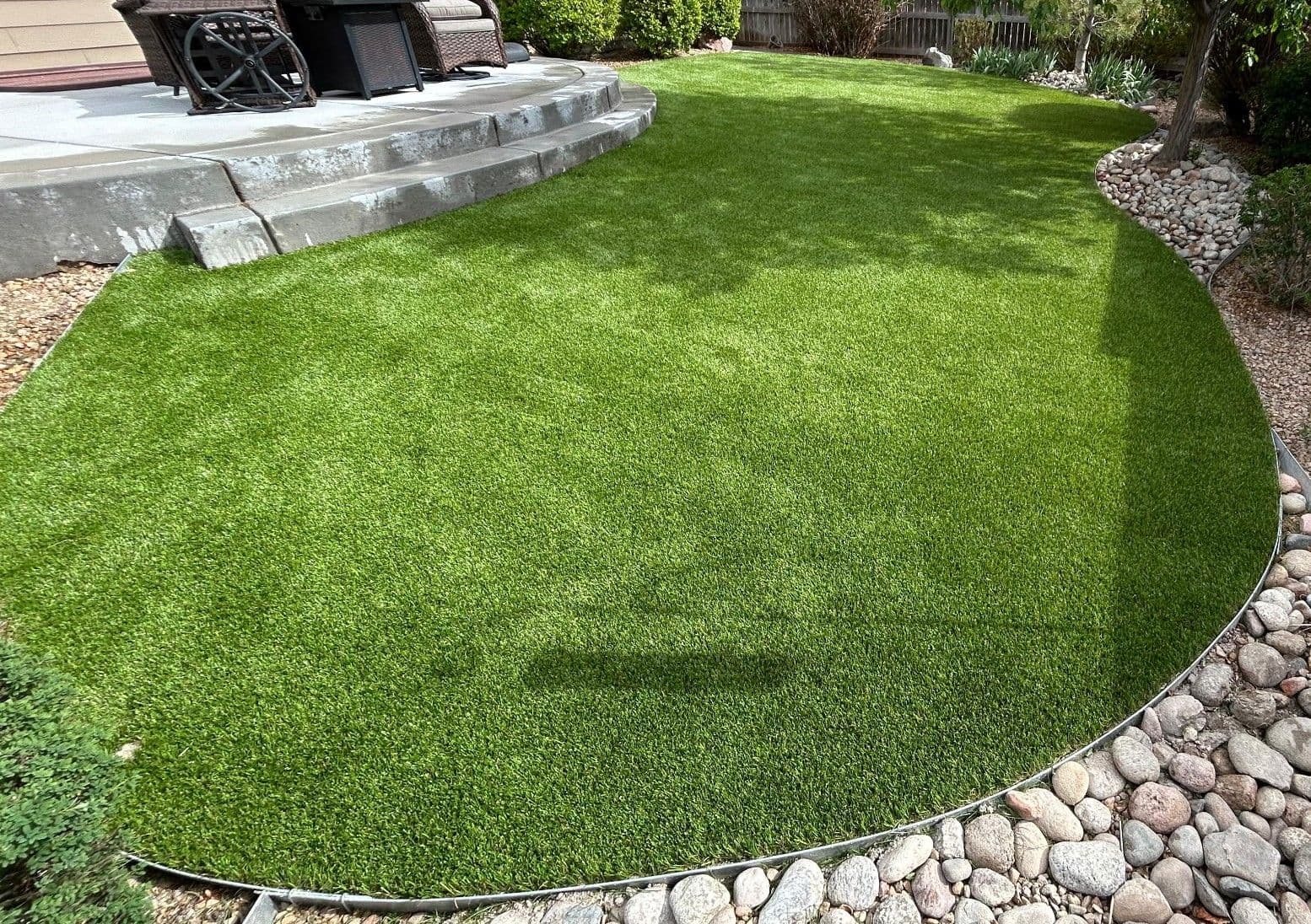 Gallery photos for Backyard Artificial Turf Installation with Curved Edge in Littleton: Image #1