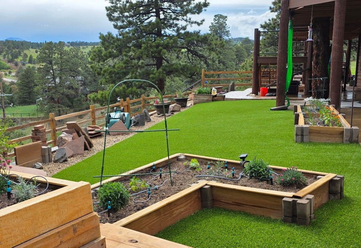 Gallery photos for Colorado Mountain Backyard Gets Artificial Turf Around Garden and Greenhouse: Image #2