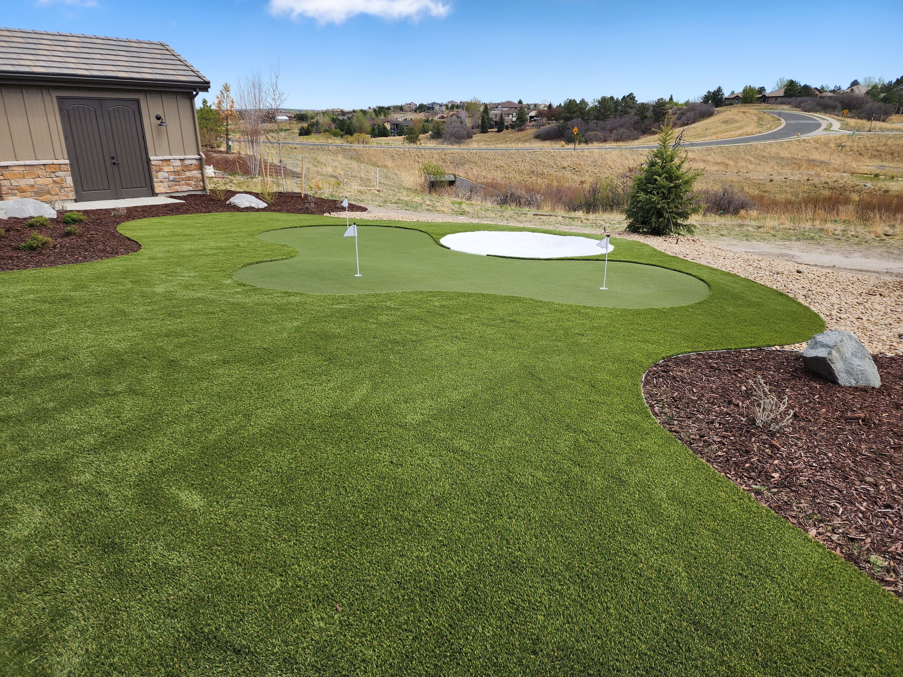 Project Custom Backyard Putting Green with Artificial Turf Bunker image