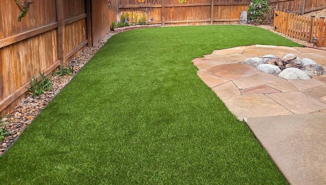 Gallery photos for Backyard Artificial Turf Install Next to a Flagstone Patio: Image #2
