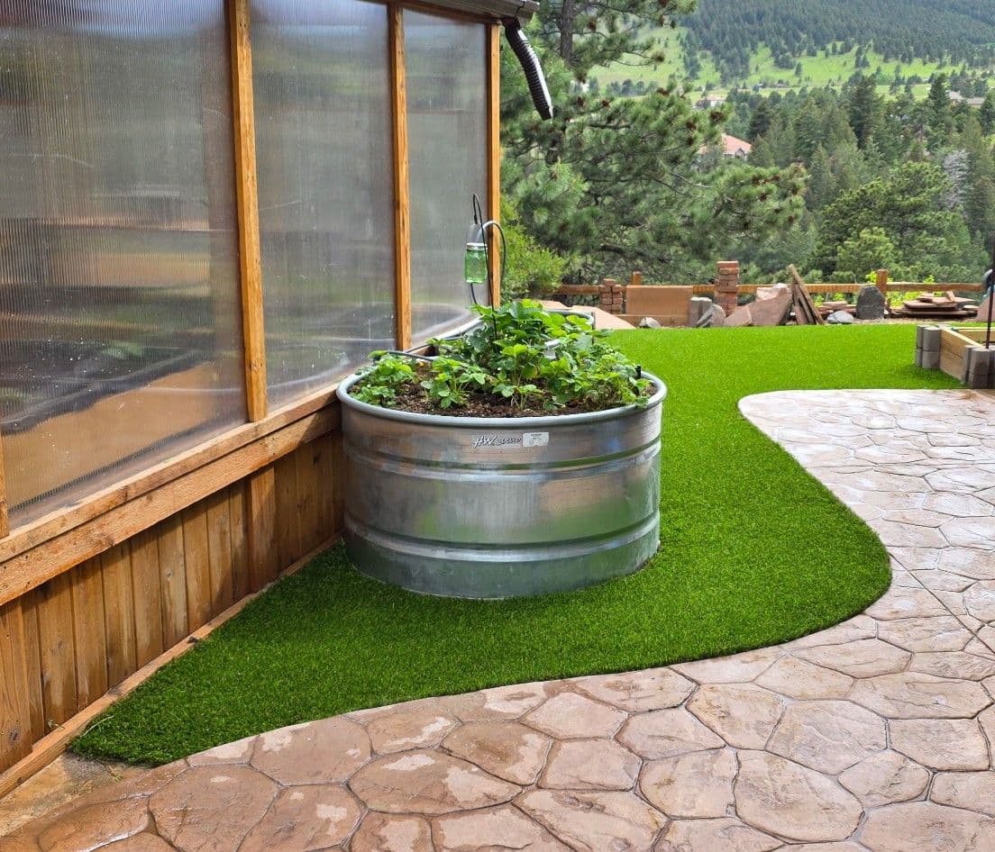 Project Colorado Mountain Backyard Gets Artificial Turf Around Garden and Greenhouse image