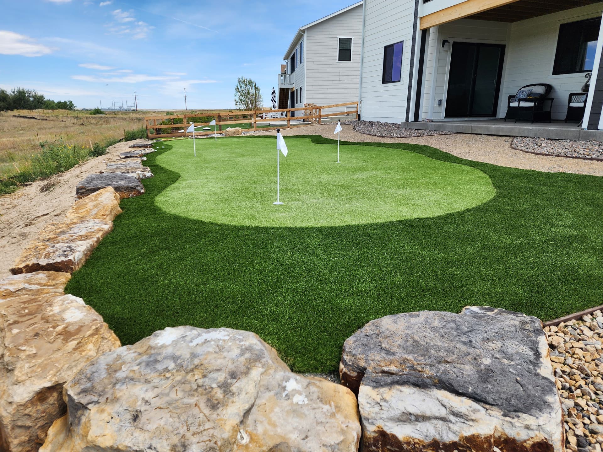 Custom Backyard Putting Green with Chipping Pads in Elizabeth image