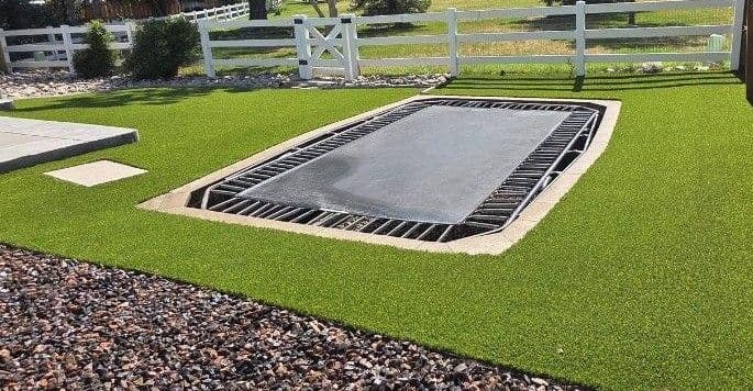 Gallery photos for Artificial Turf Around an In-Ground Trampoline in Golden: Image #2