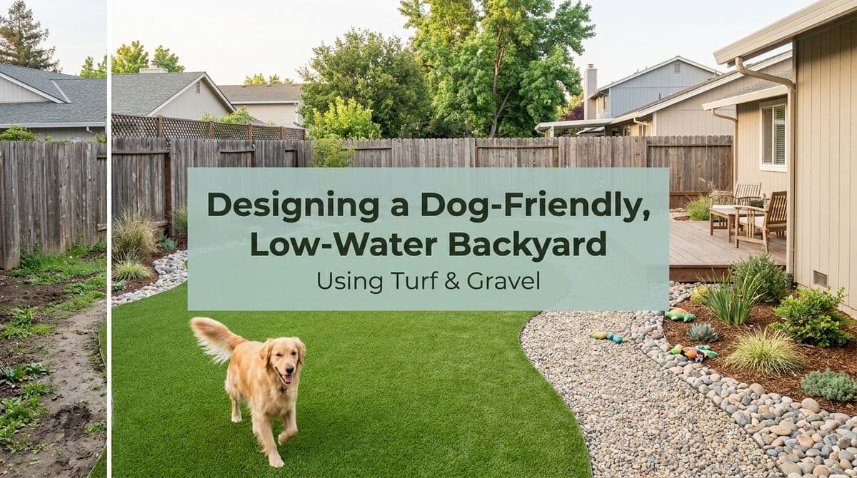 Designing a Dog-Friendly, Low-Water Backyard with Turf & Landscape Rock image