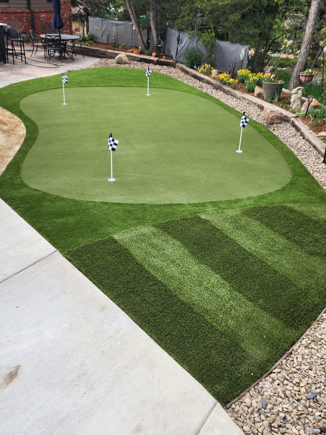 Backyard putting green with chipping area in Colorado Springs
